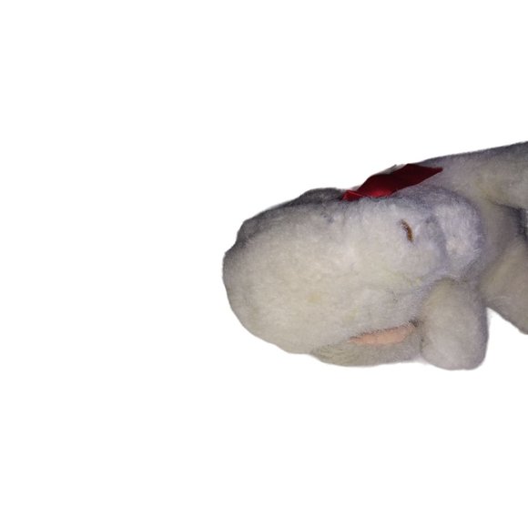 VTG  1987 Applause White Lamb Red Bow Sleeping Shotzy Musical Stuffed Plush RARE - Picture 6 of 10